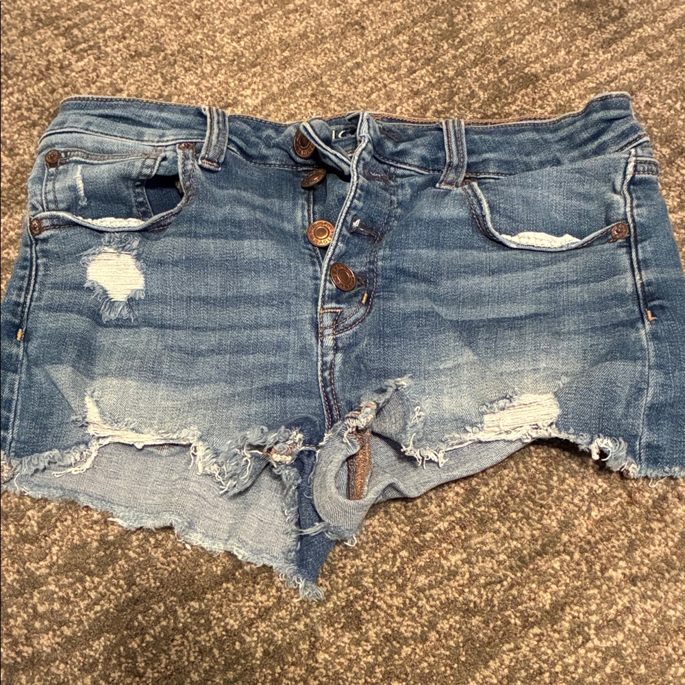 American Eagle Outfitters Classic Blue Ripped Jean Shorts